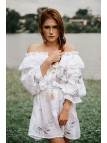 Чарівна лляна сукня, біла 
