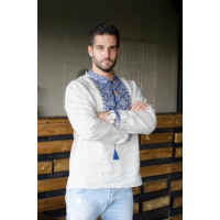 Men's gray embroidered with blue embroidery