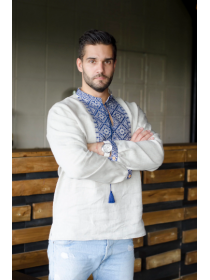 Men's gray embroidered with blue embroidery