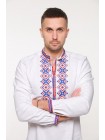 Чоловіча вишиванка з вишивкою синьо-червоним кольором