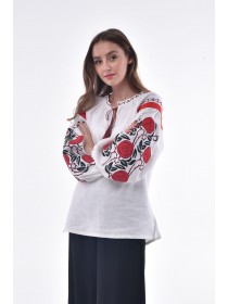 Rouge, white embroidery