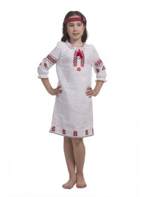 Embroidered dress for girls, with red embroidery