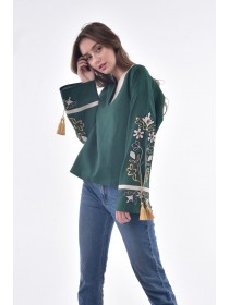 Blooming Valley, embroidery women's dark green