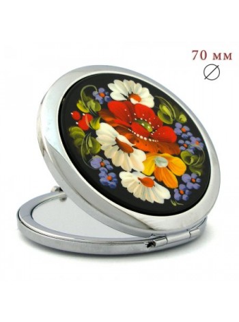 Pocket mirror with flowers