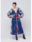 Синя лляна сукня, довга