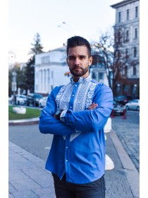 Синяя мужская вишиванка