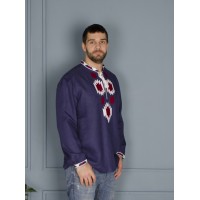 Men's embroidered on the blue flax