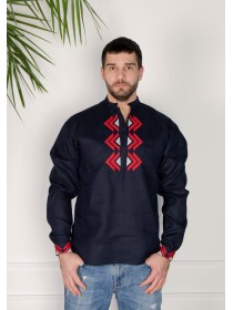 Men's embroidery dark blue with red embroidery