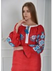 Лляна блуза - туніка, червона