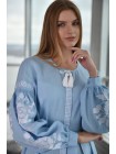 Сукня-вишиванка  блакитна з білою вишивкою