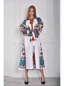 Біла лляна сукня довга