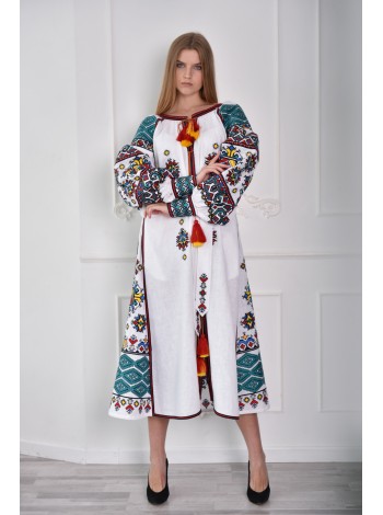 Біла лляна сукня довга