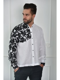 Men's white with black embroidery embroidery