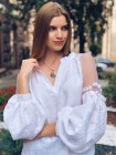 Чарівна лляна жіноча вишиванка з органзою, біла