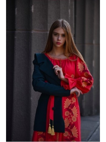 Сукня вишита, марсала