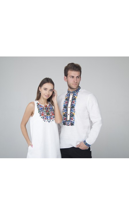 Білосніжна лляна сукня та Чоловіча вишиванка Pair4