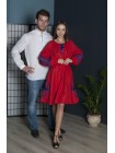 Біла вишиванка та червона лляна сукня Pair3