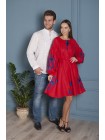 Біла вишиванка та червона лляна сукня Pair3