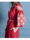 Червона лляна вишита сукня 