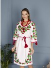 Біла лляна сукня з калиною