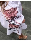 Сукня  лляна біла з червоними вишитими квітами