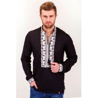 Men's embroidery on black linen