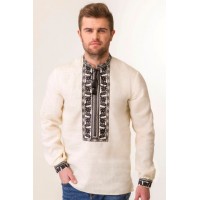 Dairy male embroidered with black embroidery on a natural linen