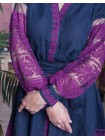 Лляна вишита сукня Колоски, синя