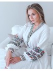 Лляна вишита сукня Квіти, біла