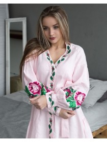 Льняное платье Роза, розовое