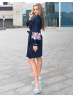Лляна вишита сукня Троянда, синя